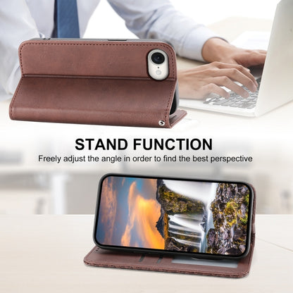 For iPhone 16e Cubic Grid Calf Texture Magnetic Leather Phone Case(Brown) by buy2fix