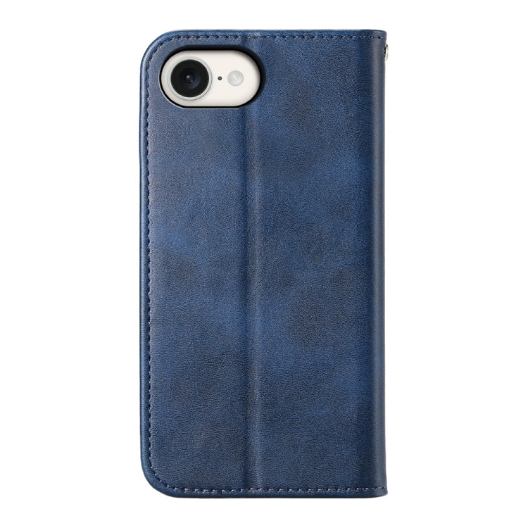 For iPhone 16e Cubic Grid Calf Texture Magnetic Leather Phone Case(Blue) by buy2fix