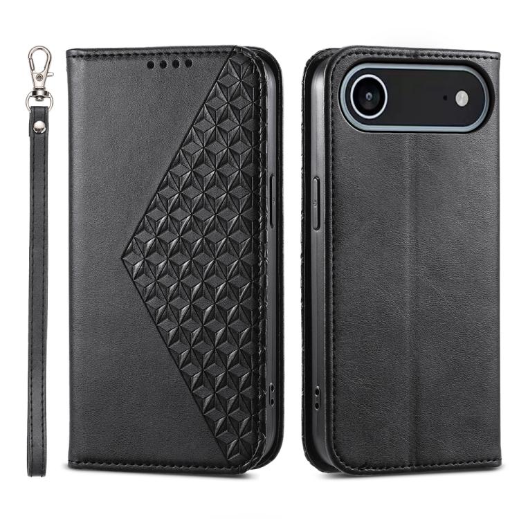 For iPhone Air Cubic Grid Calf Texture Magnetic Leather Phone Case(Black) - iPhone Air Cases by buy2fix | Online Shopping UK | buy2fix