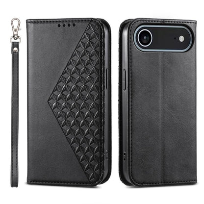 For iPhone Air Cubic Grid Calf Texture Magnetic Leather Phone Case(Black) - iPhone Air Cases by buy2fix | Online Shopping UK | buy2fix