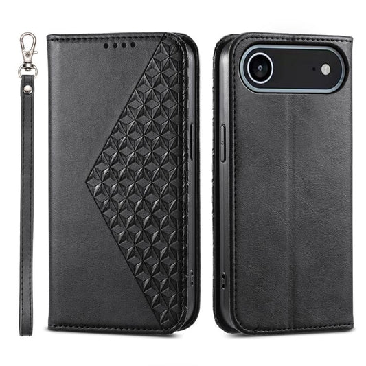 For iPhone Air Cubic Grid Calf Texture Magnetic Leather Phone Case(Black) - iPhone Air Cases by buy2fix | Online Shopping UK | buy2fix