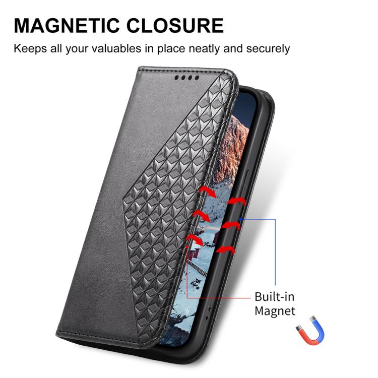 For iPhone Air Cubic Grid Calf Texture Magnetic Leather Phone Case(Black) - iPhone Air Cases by buy2fix | Online Shopping UK | buy2fix