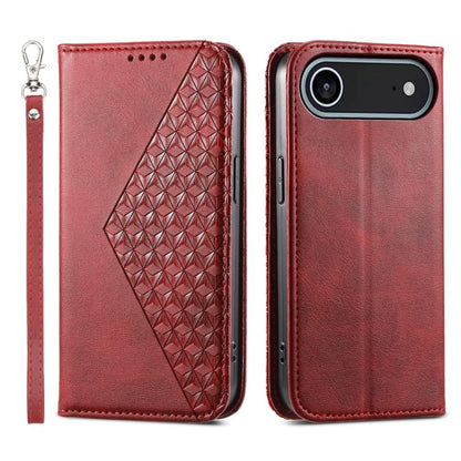 For iPhone Air Cubic Grid Calf Texture Magnetic Leather Phone Case(Red) - iPhone Air Cases by buy2fix | Online Shopping UK | buy2fix