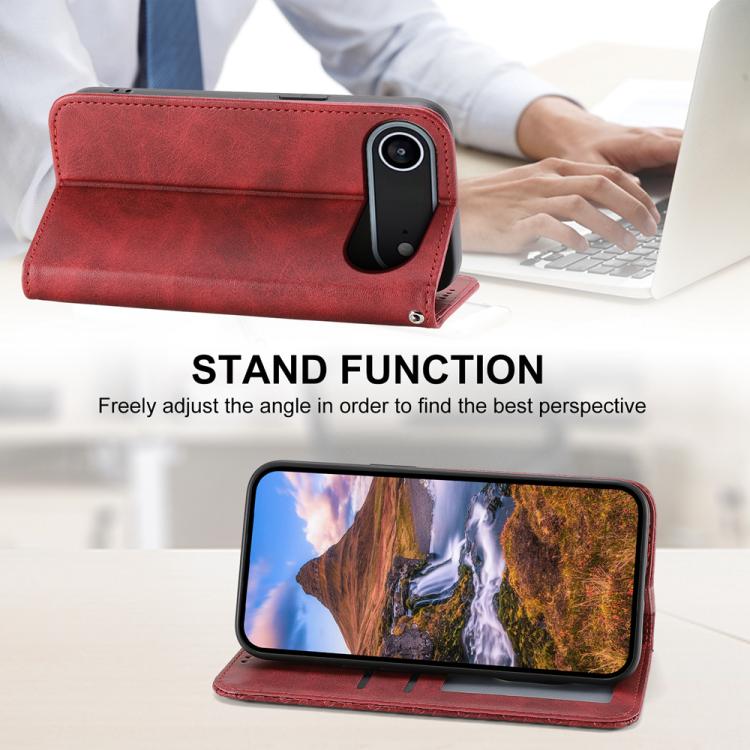 For iPhone Air Cubic Grid Calf Texture Magnetic Leather Phone Case(Red) - iPhone Air Cases by buy2fix | Online Shopping UK | buy2fix