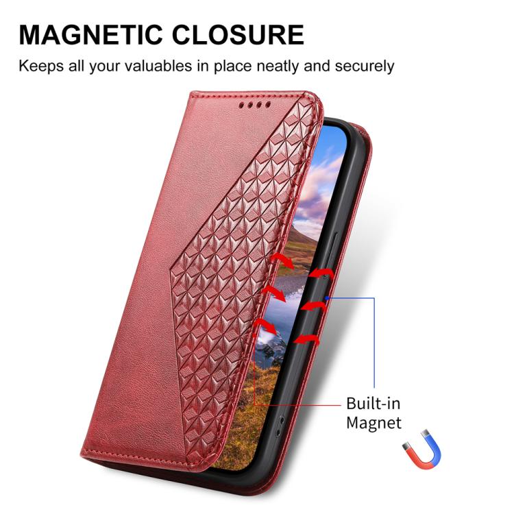 For iPhone Air Cubic Grid Calf Texture Magnetic Leather Phone Case(Red) - iPhone Air Cases by buy2fix | Online Shopping UK | buy2fix