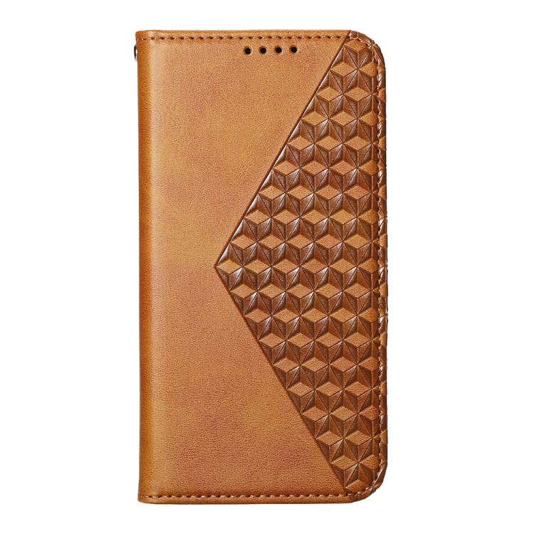 For iPhone Air Cubic Grid Calf Texture Magnetic Leather Phone Case(Brown) - iPhone Air Cases by buy2fix | Online Shopping UK | buy2fix