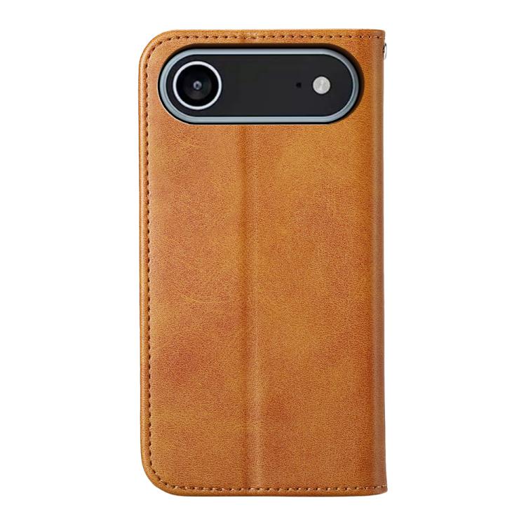 For iPhone Air Cubic Grid Calf Texture Magnetic Leather Phone Case(Brown) - iPhone Air Cases by buy2fix | Online Shopping UK | buy2fix