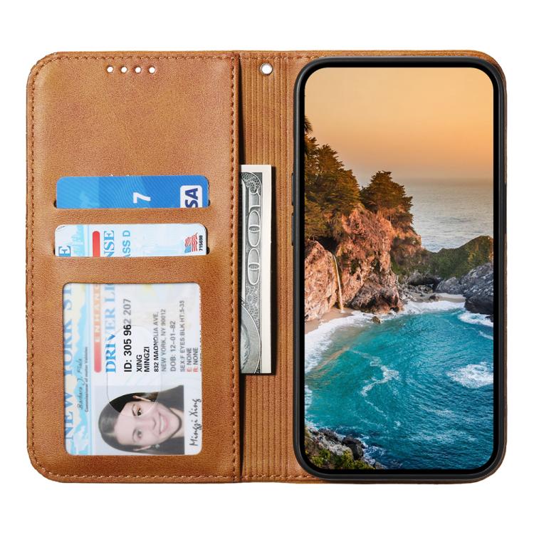 For iPhone Air Cubic Grid Calf Texture Magnetic Leather Phone Case(Brown) - iPhone Air Cases by buy2fix | Online Shopping UK | buy2fix