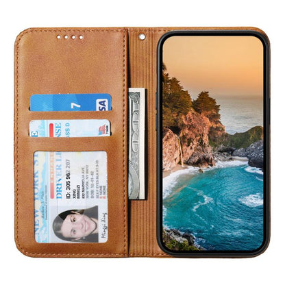 For iPhone Air Cubic Grid Calf Texture Magnetic Leather Phone Case(Brown) - iPhone Air Cases by buy2fix | Online Shopping UK | buy2fix