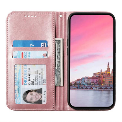 For iPhone Air Cubic Grid Calf Texture Magnetic Leather Phone Case(Rose Gold) - iPhone Air Cases by buy2fix | Online Shopping UK | buy2fix