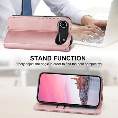 For iPhone Air Cubic Grid Calf Texture Magnetic Leather Phone Case(Rose Gold) - iPhone Air Cases by buy2fix | Online Shopping UK | buy2fix