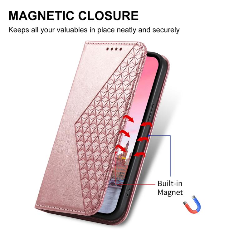 For iPhone Air Cubic Grid Calf Texture Magnetic Leather Phone Case(Rose Gold) - iPhone Air Cases by buy2fix | Online Shopping UK | buy2fix