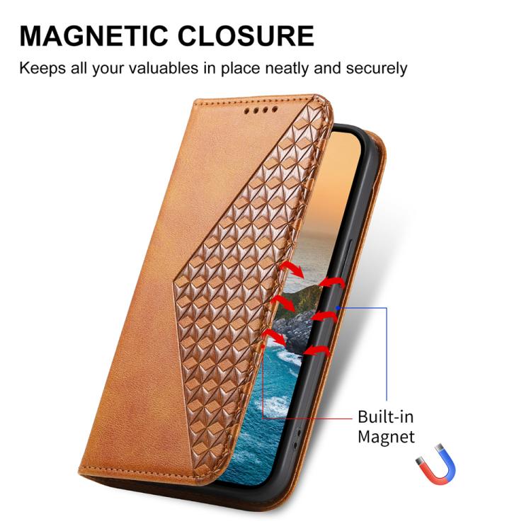 For iPhone Air Cubic Grid Calf Texture Magnetic Leather Phone Case(Yellow) - iPhone Air Cases by buy2fix | Online Shopping UK | buy2fix