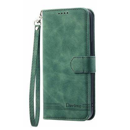 For iPhone 16 Plus Dierfeng Dream Line TPU Hybrid PU Leather Phone Case(Green) - iPhone 16 Plus Cases by buy2fix | Online Shopping UK | buy2fix