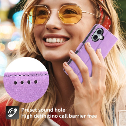 For iPhone 16 Dierfeng Dream Line TPU Hybrid PU Leather Phone Case(Purple) - iPhone 16 Cases by buy2fix | Online Shopping UK | buy2fix