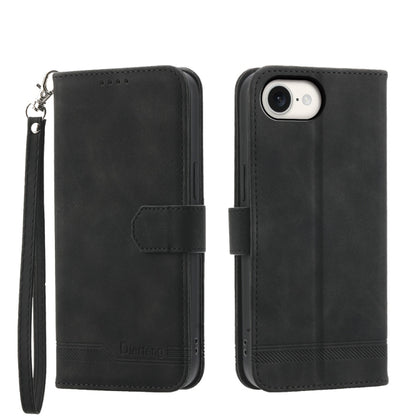 For iPhone 16e Dierfeng Dream Line TPU Hybrid PU Leather Phone Case(Black) by buy2fix