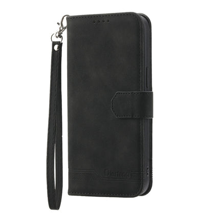 For iPhone 16e Dierfeng Dream Line TPU Hybrid PU Leather Phone Case(Black) by buy2fix