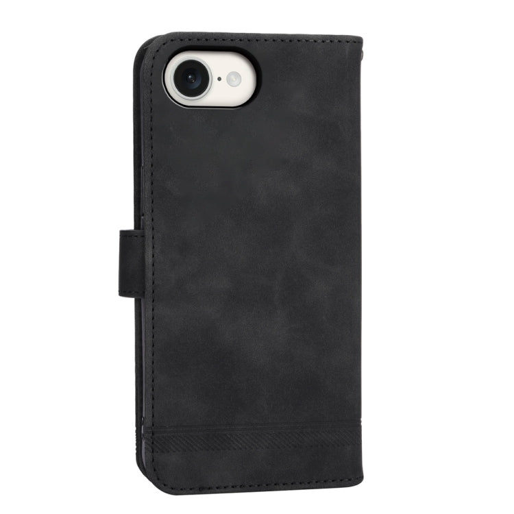 For iPhone 16e Dierfeng Dream Line TPU Hybrid PU Leather Phone Case(Black) by buy2fix