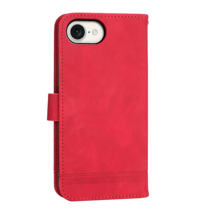 For iPhone 16e Dierfeng Dream Line TPU Hybrid PU Leather Phone Case(Red) by buy2fix