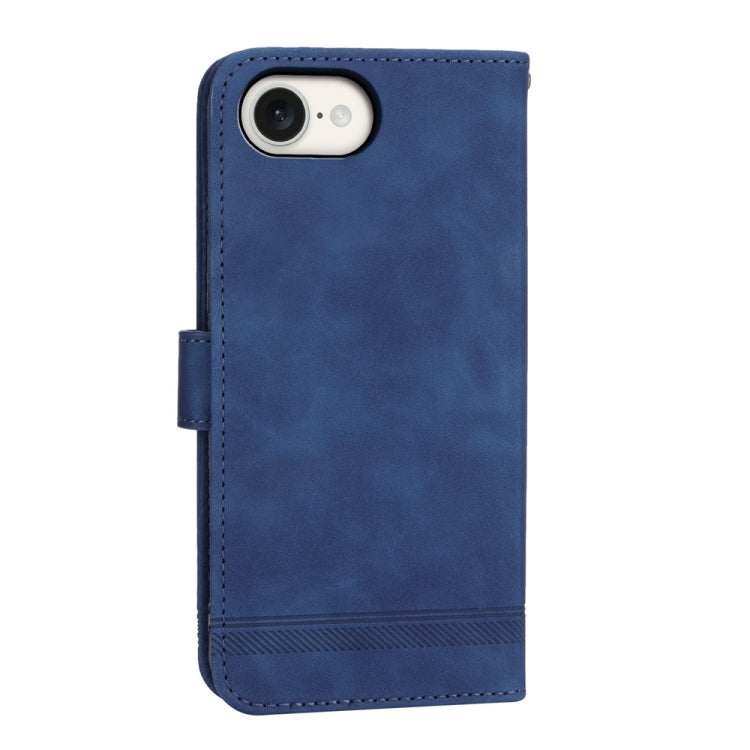 For iPhone 16e Dierfeng Dream Line TPU Hybrid PU Leather Phone Case(Blue) by buy2fix