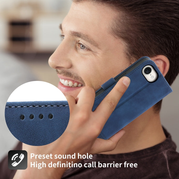 For iPhone 16e Dierfeng Dream Line TPU Hybrid PU Leather Phone Case(Blue) by buy2fix