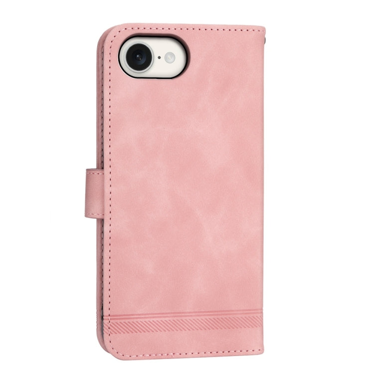 For iPhone 16e Dierfeng Dream Line TPU Hybrid PU Leather Phone Case(Pink) by buy2fix