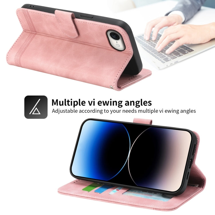 For iPhone 16e Dierfeng Dream Line TPU Hybrid PU Leather Phone Case(Pink) by buy2fix