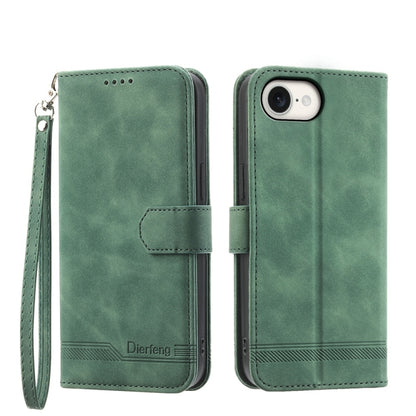For iPhone 16e Dierfeng Dream Line TPU Hybrid PU Leather Phone Case(Green) by buy2fix