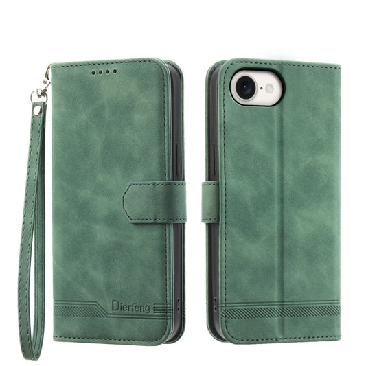 For iPhone 16e Dierfeng Dream Line TPU Hybrid PU Leather Phone Case(Green) by buy2fix