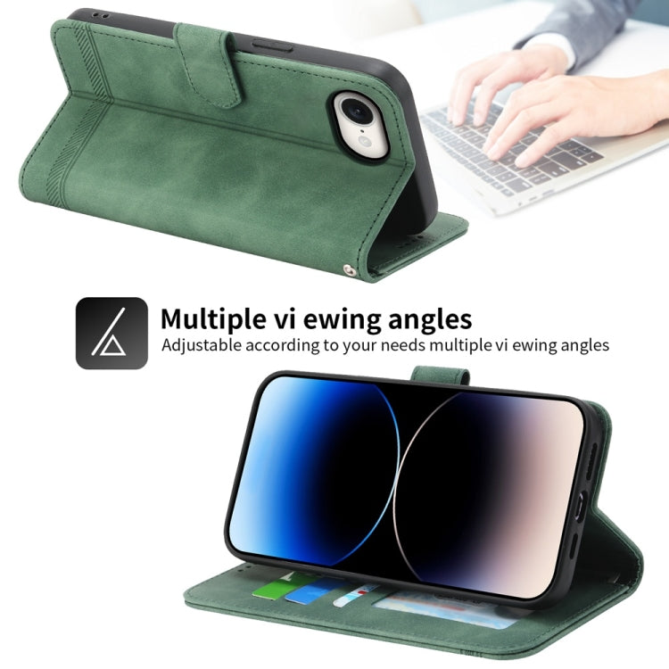 For iPhone 16e Dierfeng Dream Line TPU Hybrid PU Leather Phone Case(Green) by buy2fix