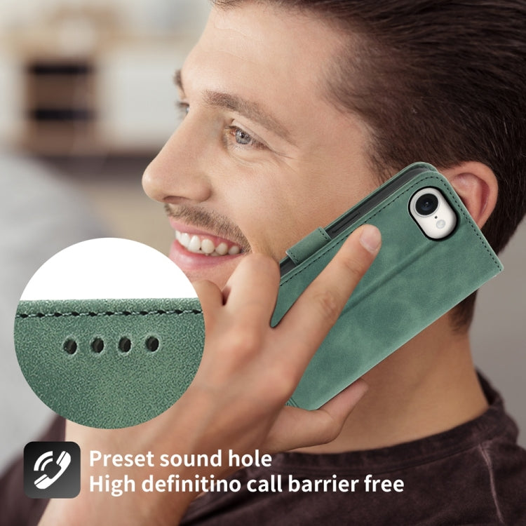 For iPhone 16e Dierfeng Dream Line TPU Hybrid PU Leather Phone Case(Green) by buy2fix