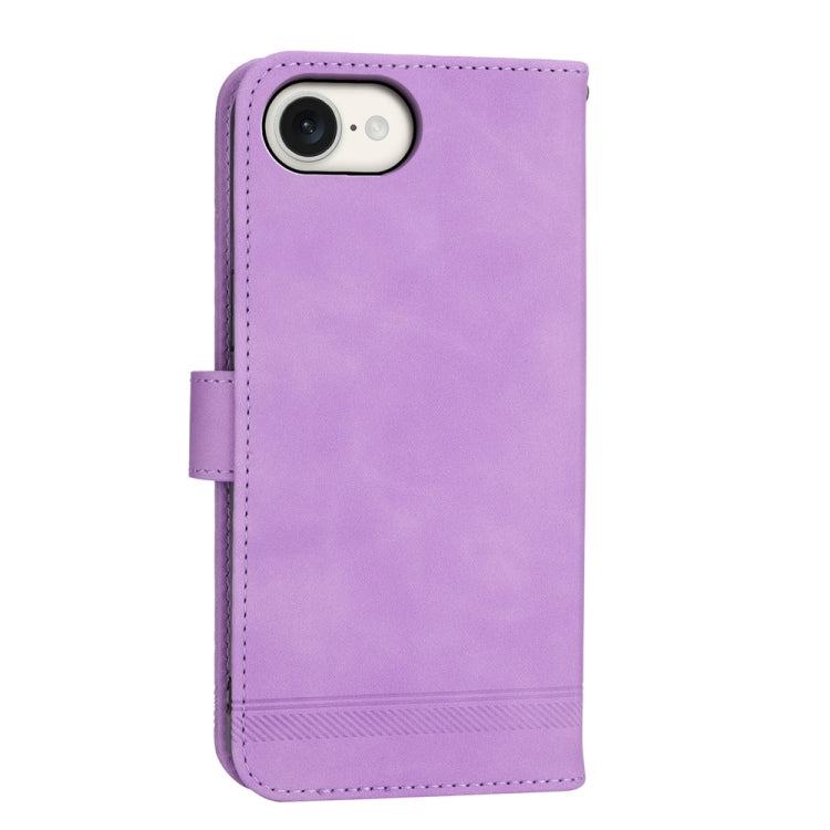 For iPhone 16e Dierfeng Dream Line TPU Hybrid PU Leather Phone Case(Purple) by buy2fix