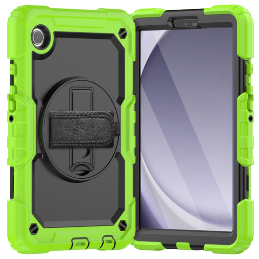 For Samsung Galaxy Tab A9 Silicone + PC Tablet Case with Shoulder Strap(Yellow Green+Black) - Galaxy Tab A9 by buy2fix | Online Shopping UK | buy2fix