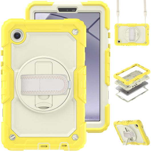 For Samsung Galaxy Tab A9 Silicone + PC Tablet Case with Shoulder Strap(Yellow) - Galaxy Tab A9 by buy2fix | Online Shopping UK | buy2fix