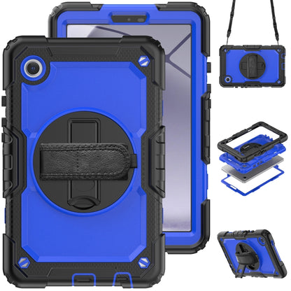 For Samsung Galaxy Tab A9 Silicone + PC Tablet Case with Shoulder Strap(Black+Dark Blue) - Galaxy Tab A9 by buy2fix | Online Shopping UK | buy2fix