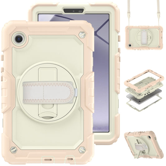 For Samsung Galaxy Tab A9 Silicone + PC Tablet Case with Shoulder Strap(Rose Gold) - Galaxy Tab A9 by buy2fix | Online Shopping UK | buy2fix
