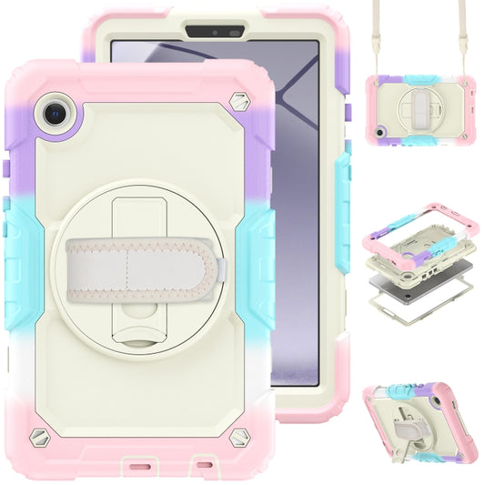 For Samsung Galaxy Tab A9 Silicone + PC Tablet Case with Shoulder Strap(Camouflage Pink) - Galaxy Tab A9 by buy2fix | Online Shopping UK | buy2fix