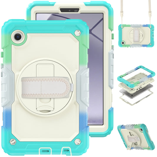For Samsung Galaxy Tab A9 Silicone + PC Tablet Case with Shoulder Strap(Camouflage Light Blue) - Galaxy Tab A9 by buy2fix | Online Shopping UK | buy2fix