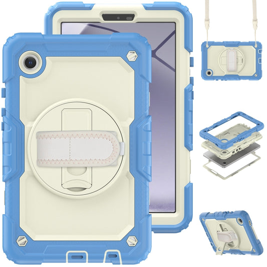 For Samsung Galaxy Tab A9 Silicone + PC Tablet Case with Shoulder Strap(Cyan Blue) - Galaxy Tab A9 by buy2fix | Online Shopping UK | buy2fix