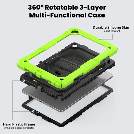 For Samsung Galaxy Tab A9+ Silicone + PC Tablet Case with Shoulder Strap(Yellow Green+Black) - Galaxy Tab A9+ by buy2fix | Online Shopping UK | buy2fix