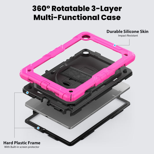 For Samsung Galaxy Tab A9+ Silicone + PC Tablet Case with Shoulder Strap(Rose Red) - Galaxy Tab A9+ by buy2fix | Online Shopping UK | buy2fix