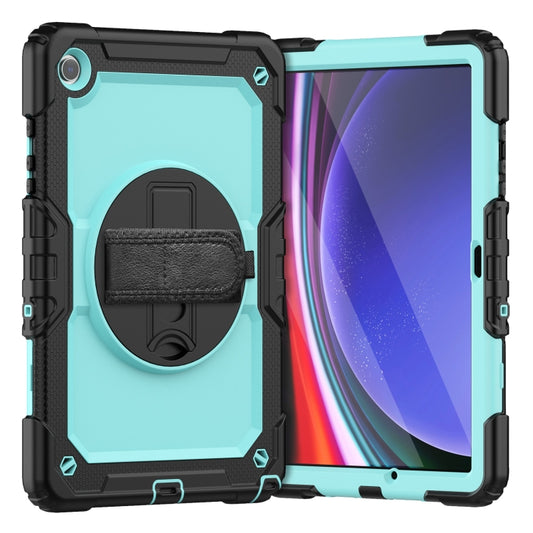 For Samsung Galaxy Tab A9+ Silicone + PC Tablet Case with Shoulder Strap(Black+Light Blue) - Galaxy Tab A9+ by buy2fix | Online Shopping UK | buy2fix