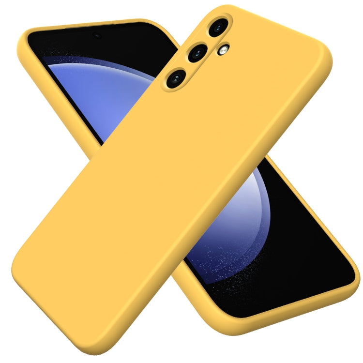 For Samsung Galaxy A35 5G Solid Color Liquid Silicone Dropproof Full Coverage Phone Case(Yellow) by buy2fix