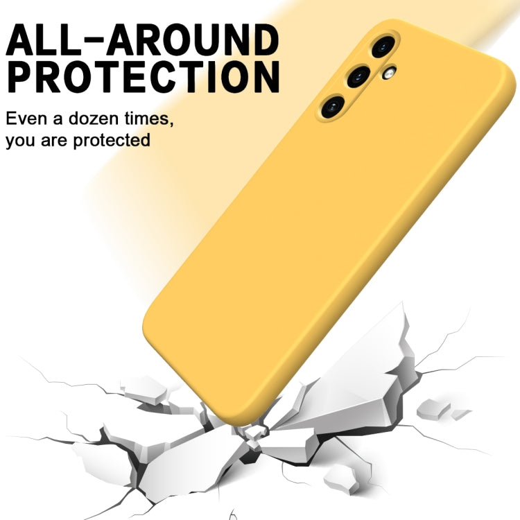 For Samsung Galaxy A35 5G Solid Color Liquid Silicone Dropproof Full Coverage Phone Case(Yellow) by buy2fix