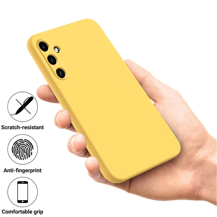For Samsung Galaxy A35 5G Solid Color Liquid Silicone Dropproof Full Coverage Phone Case(Yellow) by buy2fix