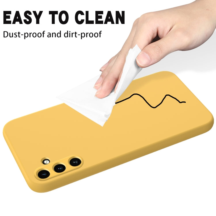 For Samsung Galaxy A35 5G Solid Color Liquid Silicone Dropproof Full Coverage Phone Case(Yellow) by buy2fix