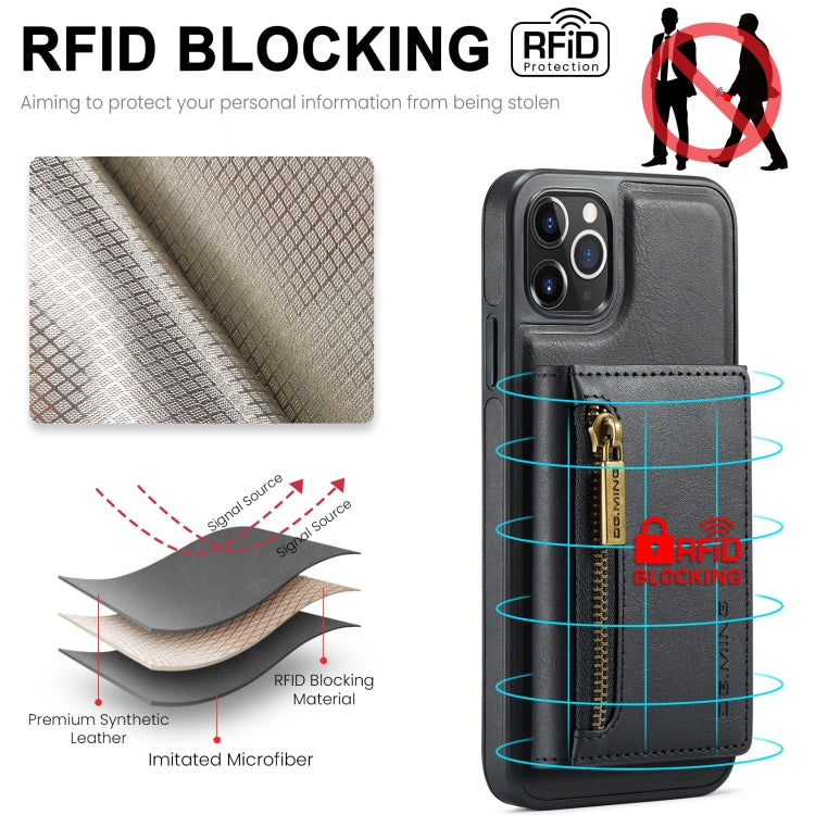For iPhone 11 Pro Max DG.MING M5 Series Zip RFID Multi Card Detachable Leather Phone Case(Black) - iPhone 11 Pro Max Cases by DG.MING | Online Shopping UK | buy2fix