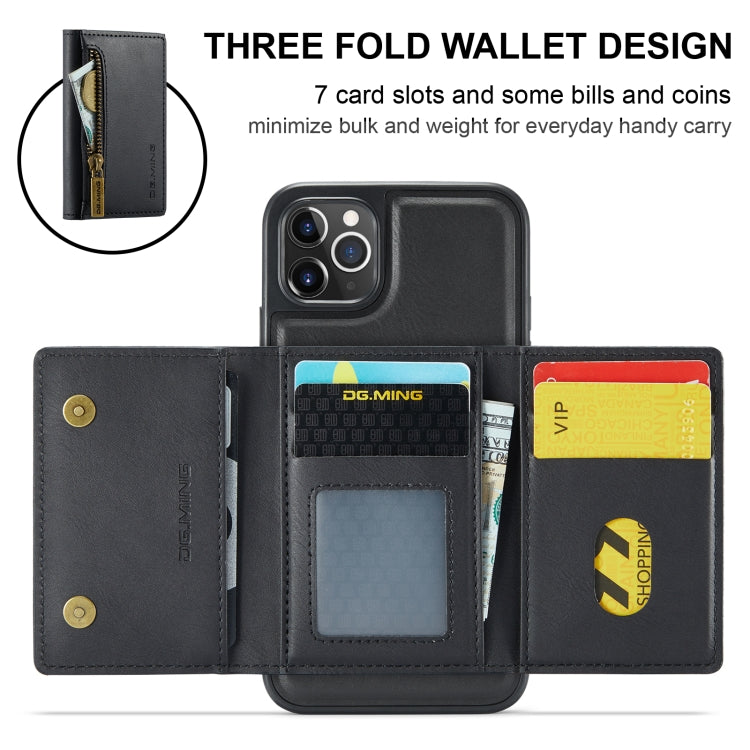 For iPhone 11 Pro Max DG.MING M5 Series Zip RFID Multi Card Detachable Leather Phone Case(Black) - iPhone 11 Pro Max Cases by DG.MING | Online Shopping UK | buy2fix