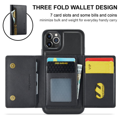 For iPhone 11 Pro Max DG.MING M5 Series Zip RFID Multi Card Detachable Leather Phone Case(Black) - iPhone 11 Pro Max Cases by DG.MING | Online Shopping UK | buy2fix