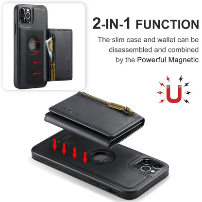 For iPhone 11 Pro Max DG.MING M5 Series Zip RFID Multi Card Detachable Leather Phone Case(Black) - iPhone 11 Pro Max Cases by DG.MING | Online Shopping UK | buy2fix